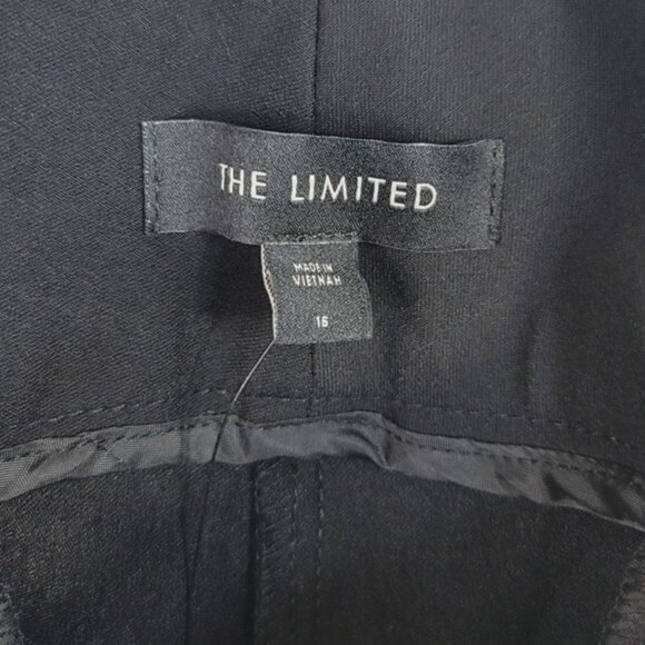 The Limited Flat Front Crop Pants Black Size 16 Zipper Pockets High Rise NWOT - Picture 7 of 9